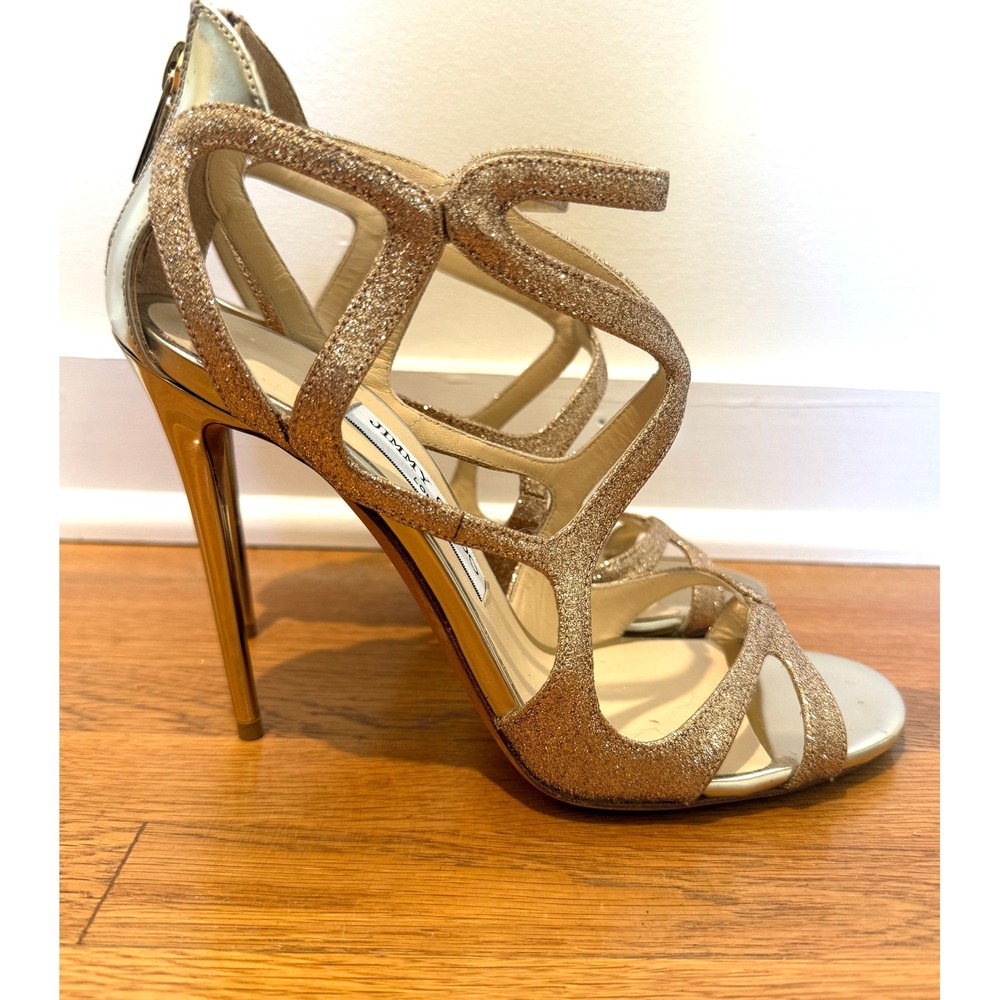 Jimmy Choo Leslie Glitter Metallic Leather Sandals – EU 37.5 - Picture 5 of 11